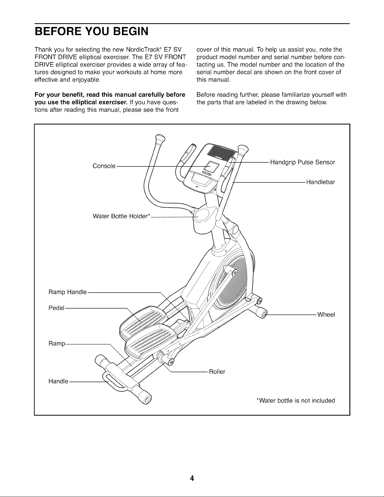 Nordictrack e7 sv outlet manual