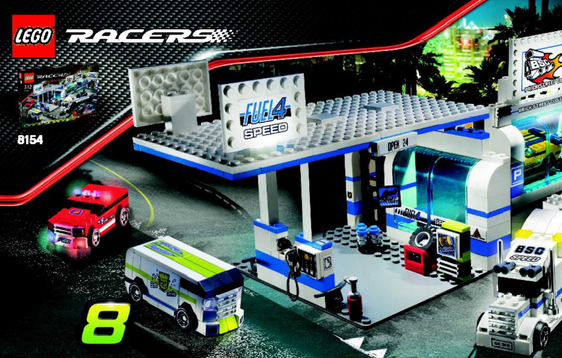 8495. LEGO Racers 8154. LEGO Racers 2007. LEGO Racers 8495. Конструктор LEGO Racers 8154 Brick Street Customs.