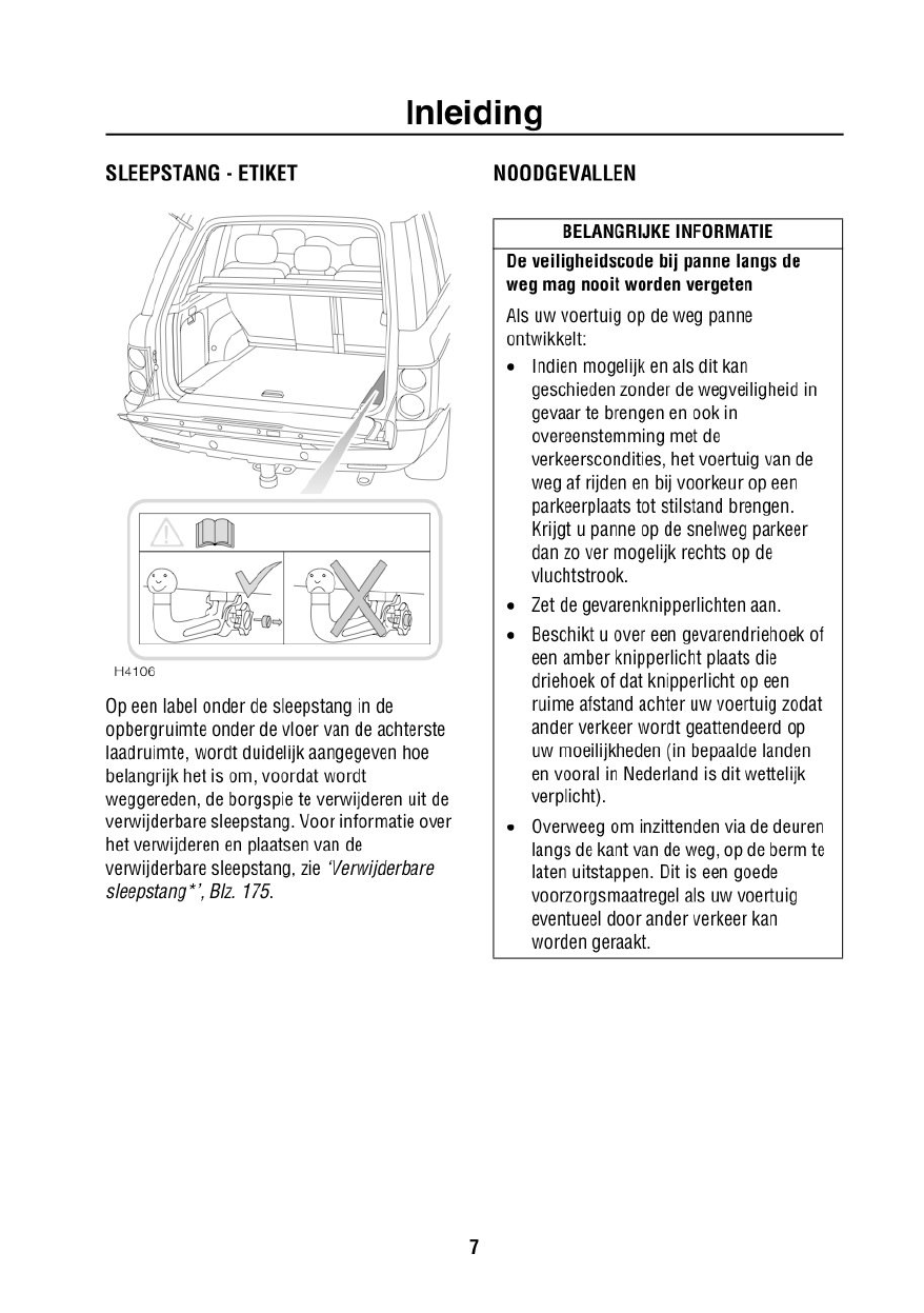 Handleiding Land Rover Range Rover L322 - 2002 (pagina 8 van 294) (Nederlands)