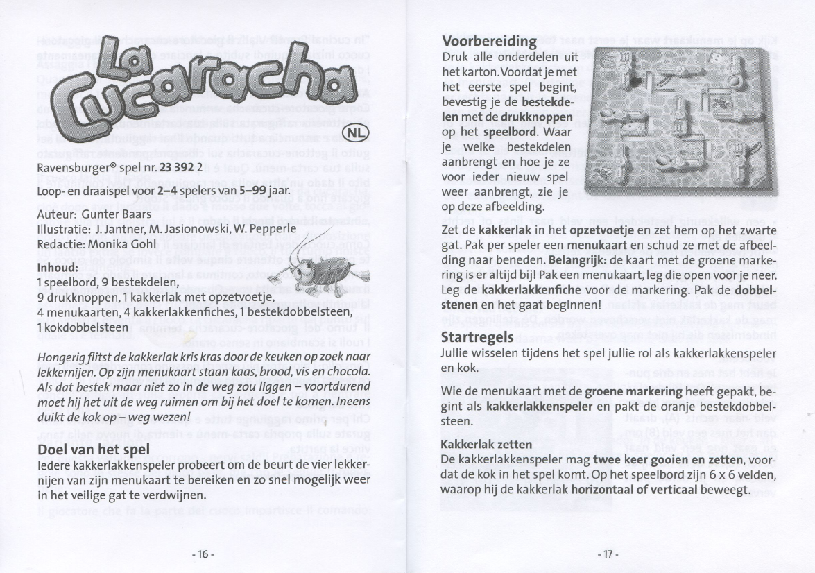 Toevoeging ticket identificatie Handleiding Ravensburger 233922 La Cucaracha - reiseditie (pagina 1 van 6)  (Nederlands, Frans)