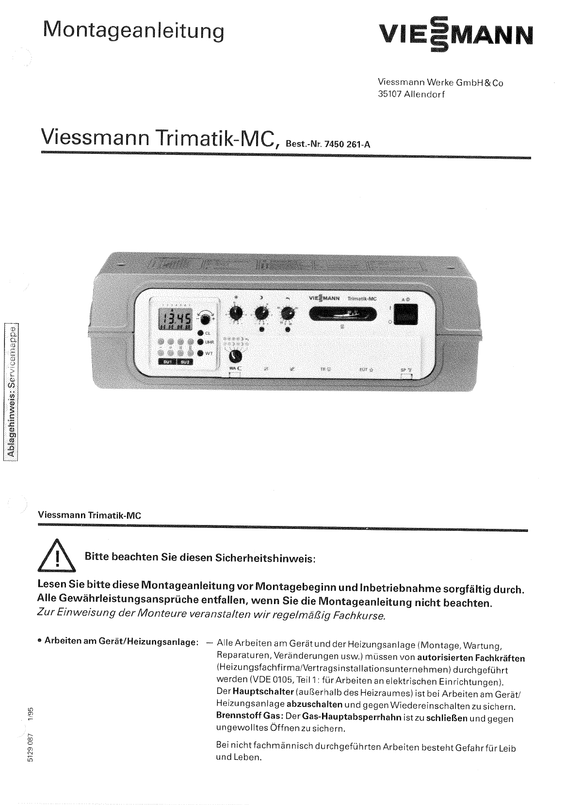 Handleiding Viessmann Trimatik Mc 7450 261a Pagina 1 Van 31 Deutsch