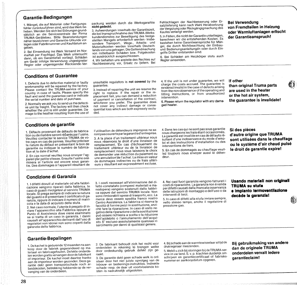 Handleiding Trumatic E 1800 Pagina 31 Van 32 Deutsch English Francais Italiano Nederlands