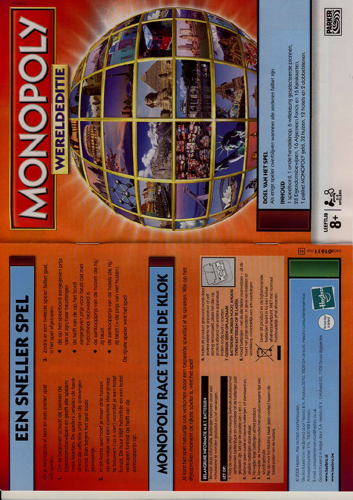 Madison Geavanceerde krab Handleiding Hasbro Monopoly Wereldeditie (pagina 1 van 6) (Nederlands)