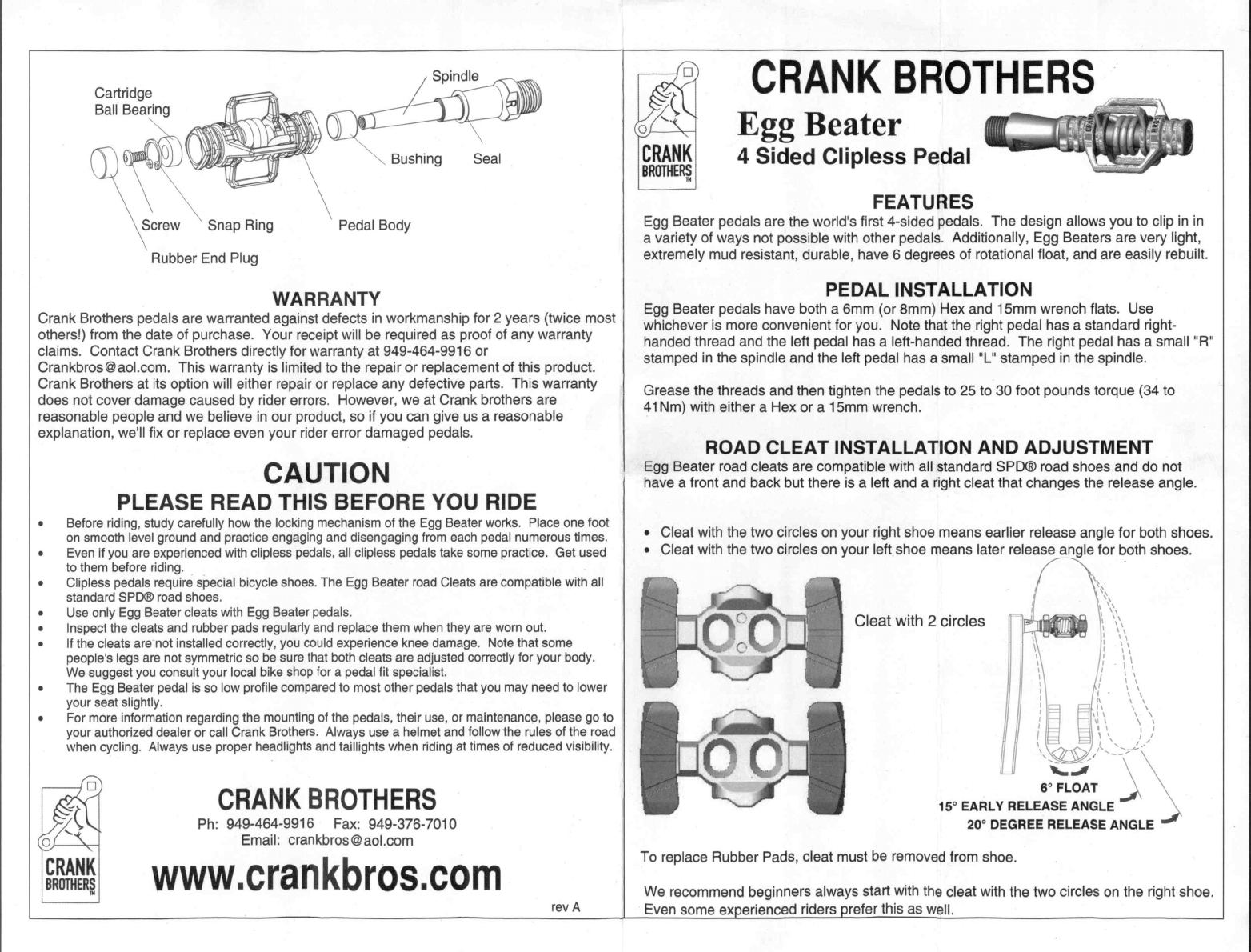 crank brothers eggbeater cleats