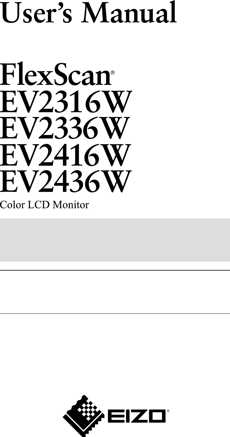 Handleiding Eizo FlexScan EV 2436W (pagina 1 van 84) (Engels)