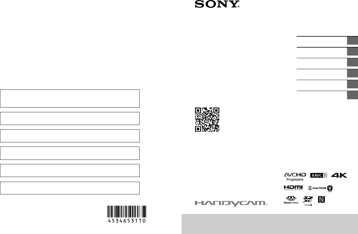Handleiding Sony FDR-AX100 (pagina 1 van 307) (Deutsch, Italiano