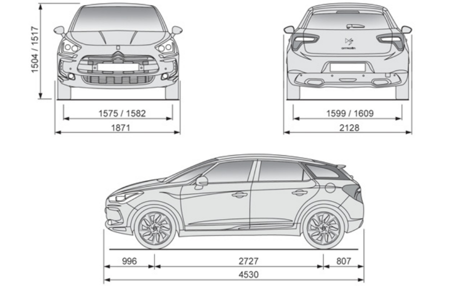 Citroen ds5 размеры